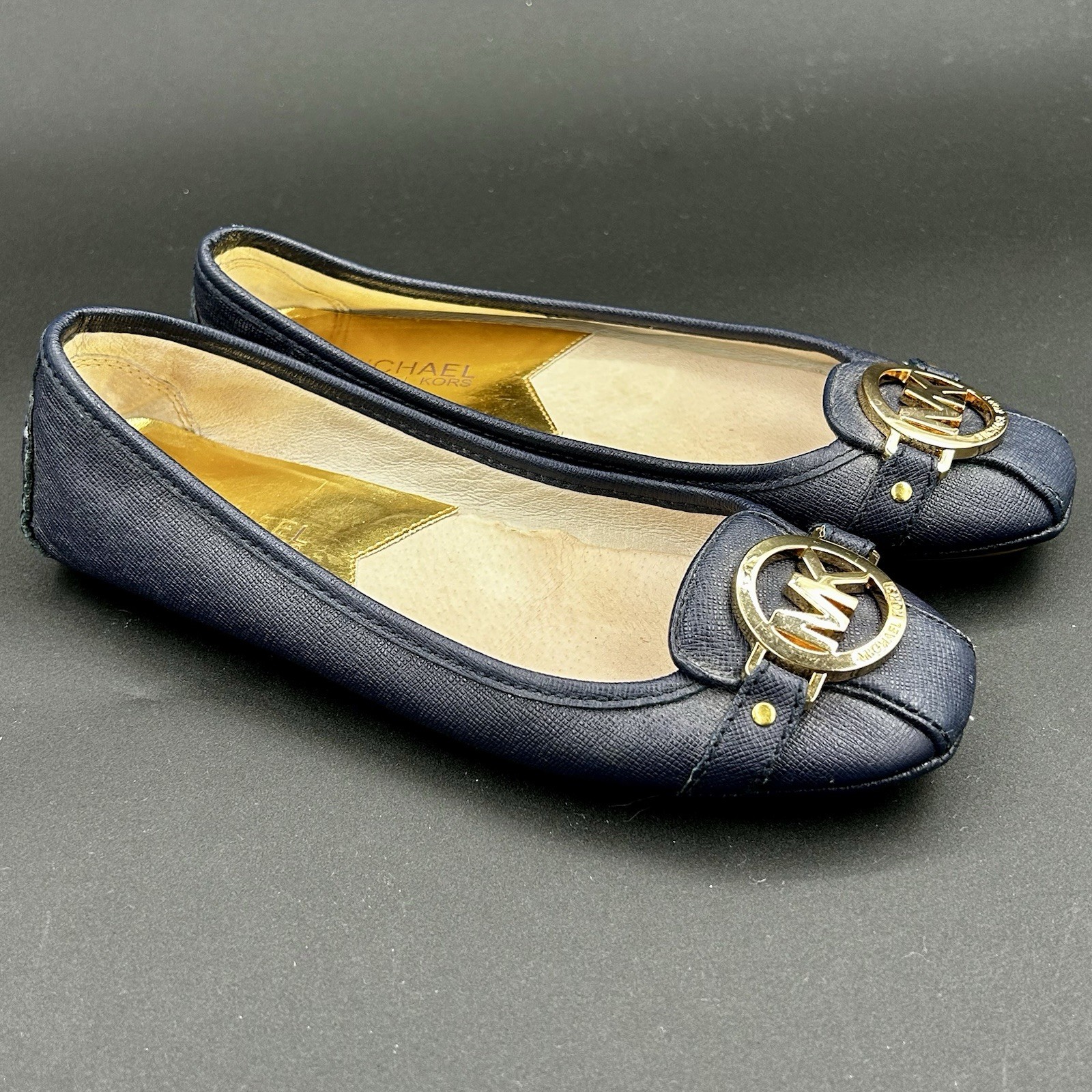 Michael Kors Fulton Moccasin Ballet Flats Slip Ons Women’s Navy Blue Size 6