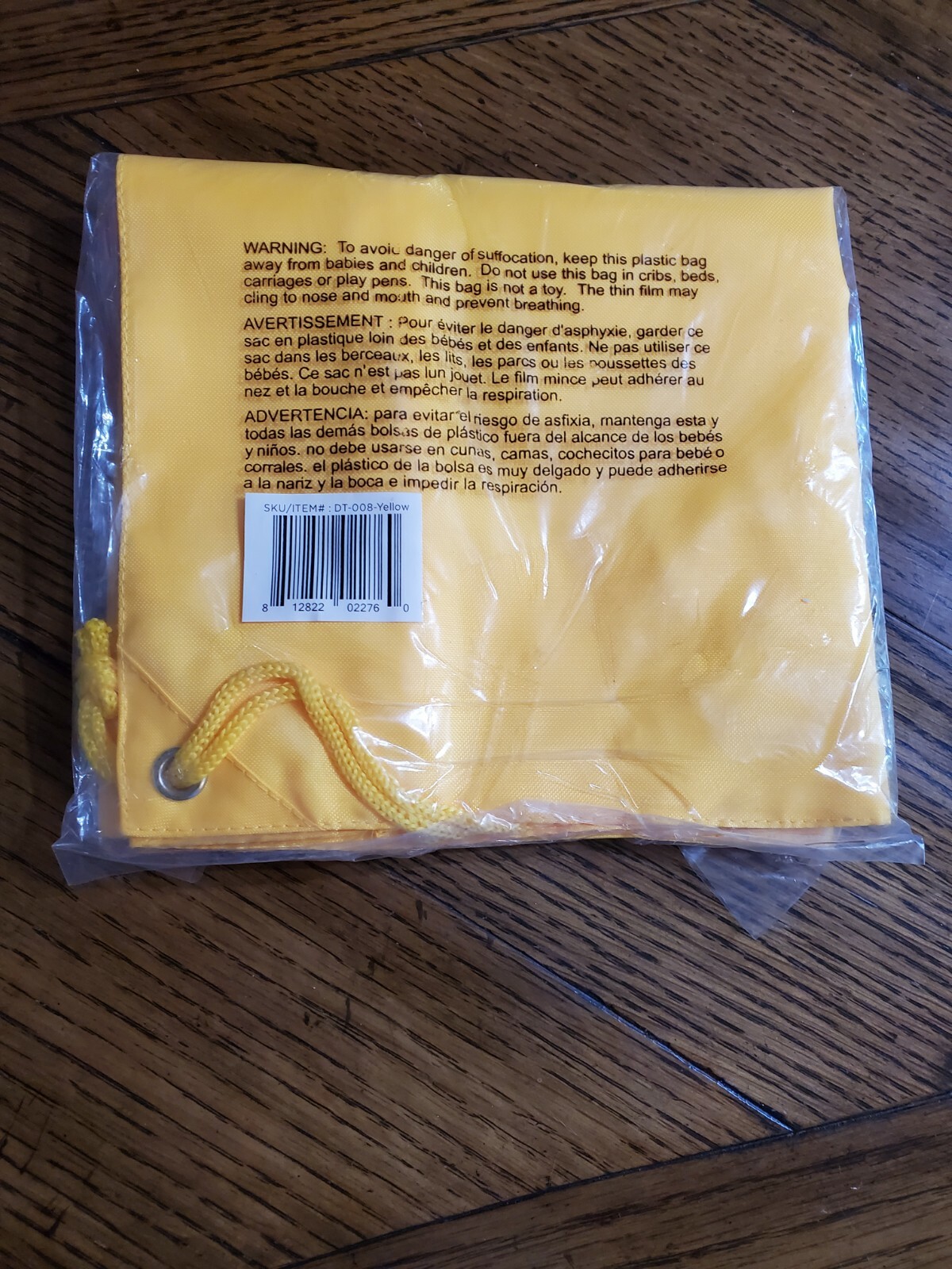 DALIX Drawstring Backpack Tote Sock Sack Pack with Zipper Front Pocket in Yellow