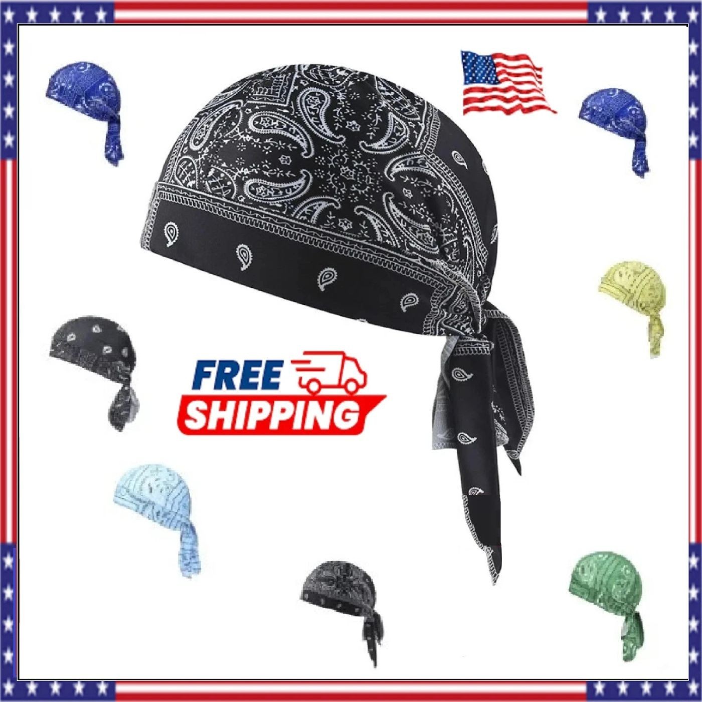 Elastic Motorcycle Wrap Biker Du Bandana Paisley Doo Rag Head Skull Cap Durag US