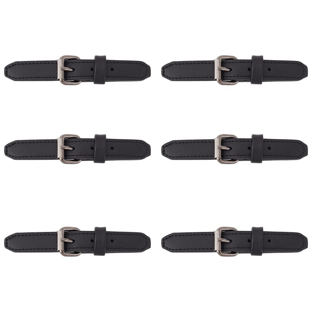 6 Pairs Leather Sew-On Toggles Closures Black PU Snap Duffle Jacket Buckle