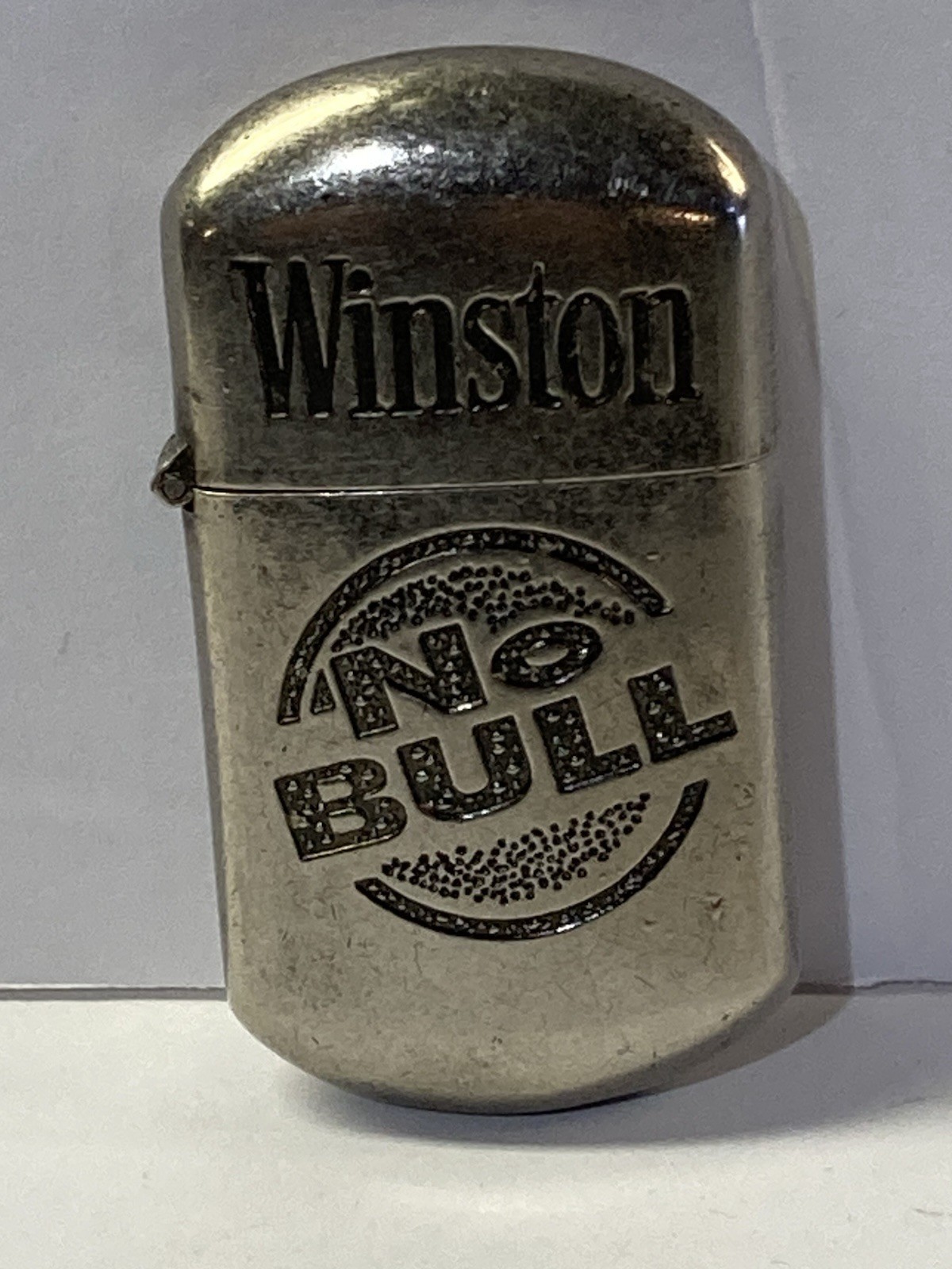 Vintage 1980’s Winston No Bull Pocket Lighter Silver Oval