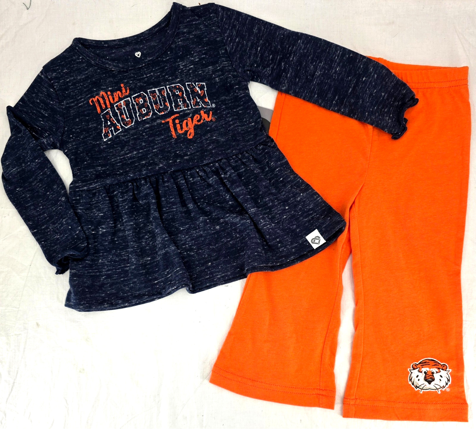 NEW Auburn Tigers Colosseum Navy LS Shirt Pants Outfit Set Infant Girls 6-12 Mos