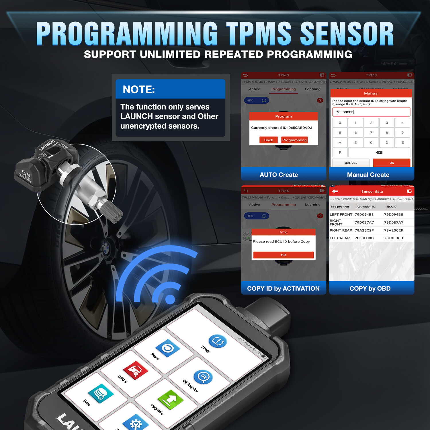 2025 LAUNCH X431 Creader 5011 V2 TPMS Tool Sensor Activate Relearn Reset Scanner