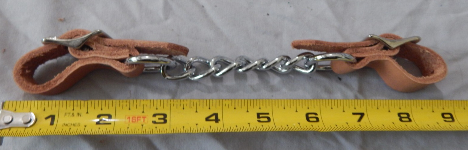 Single Flat Link Chain Curb Strap Heavy Cowhide Brand New