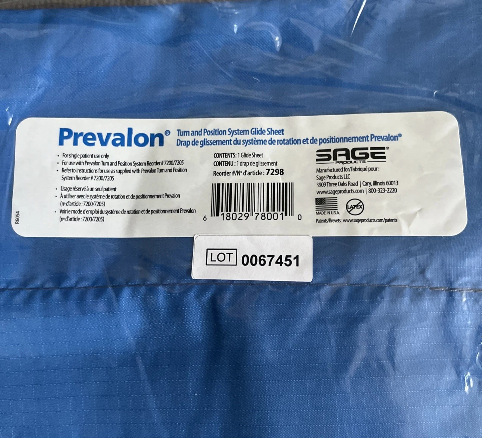 NEW Prevalon 7298 Sage Turn and Position System Low Friction Glide Sheet