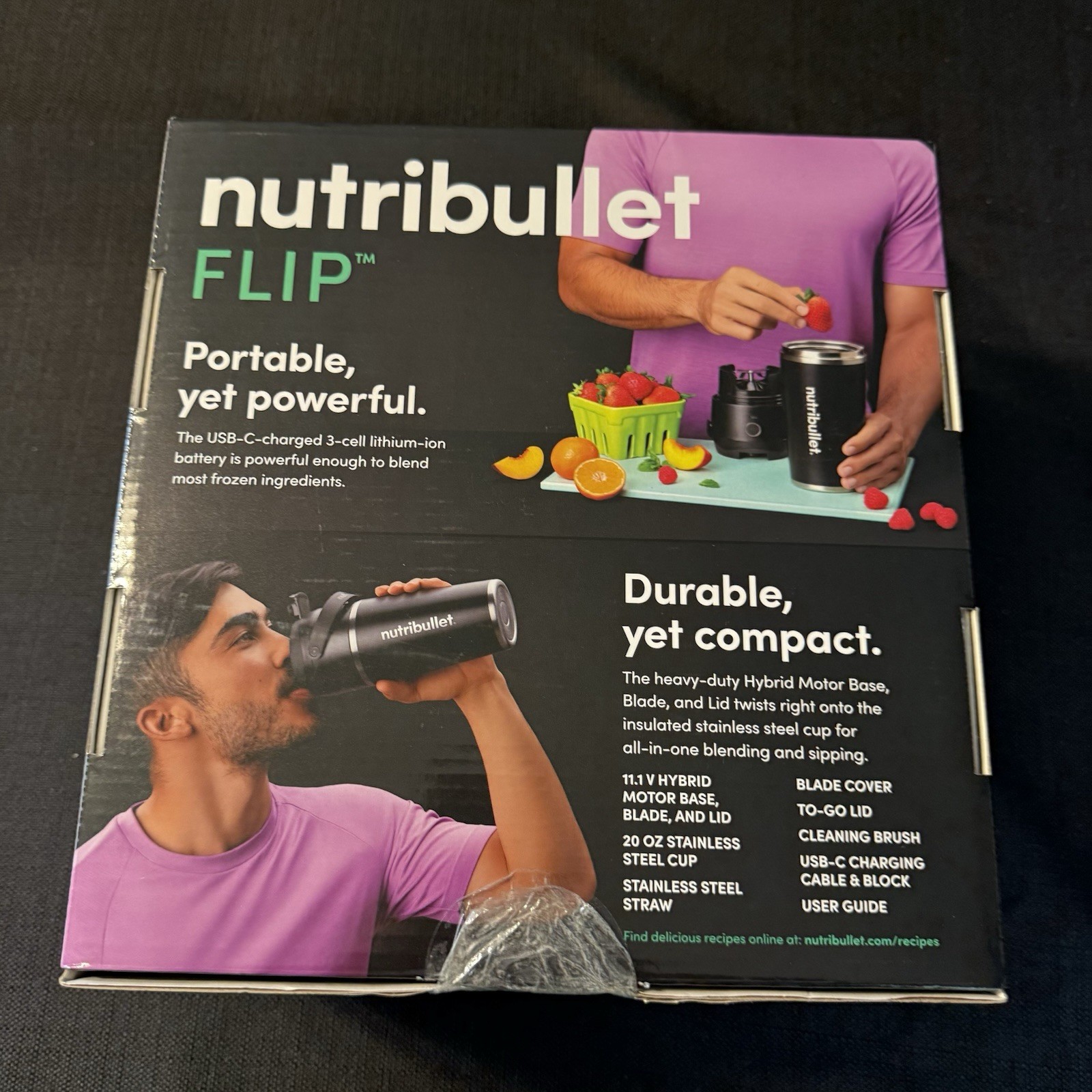 NutriBullet - Flip Insulated Portable Blender - Black