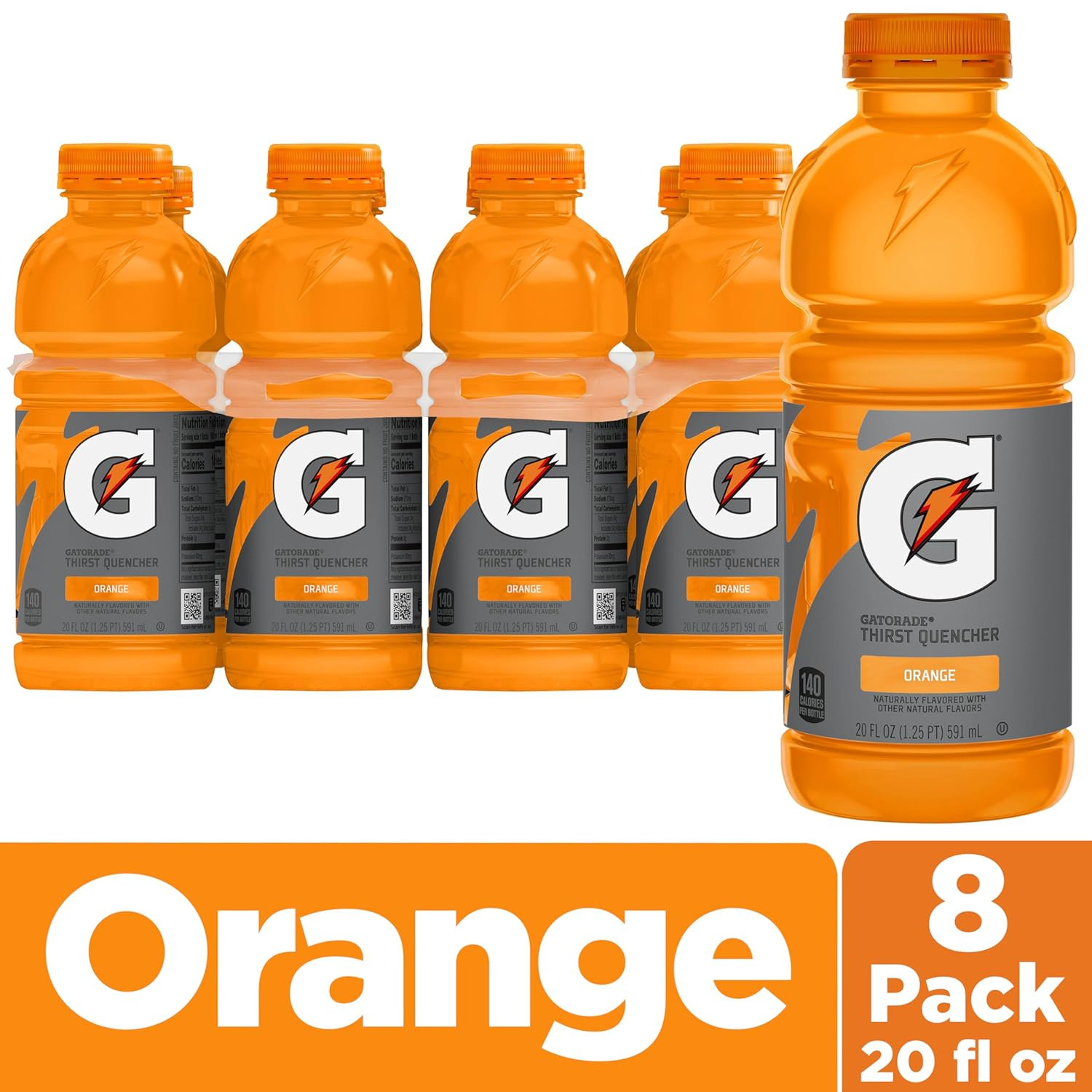 Thirst Quencher, Orange, 20 Fl Oz Bottles, 8 Pack
