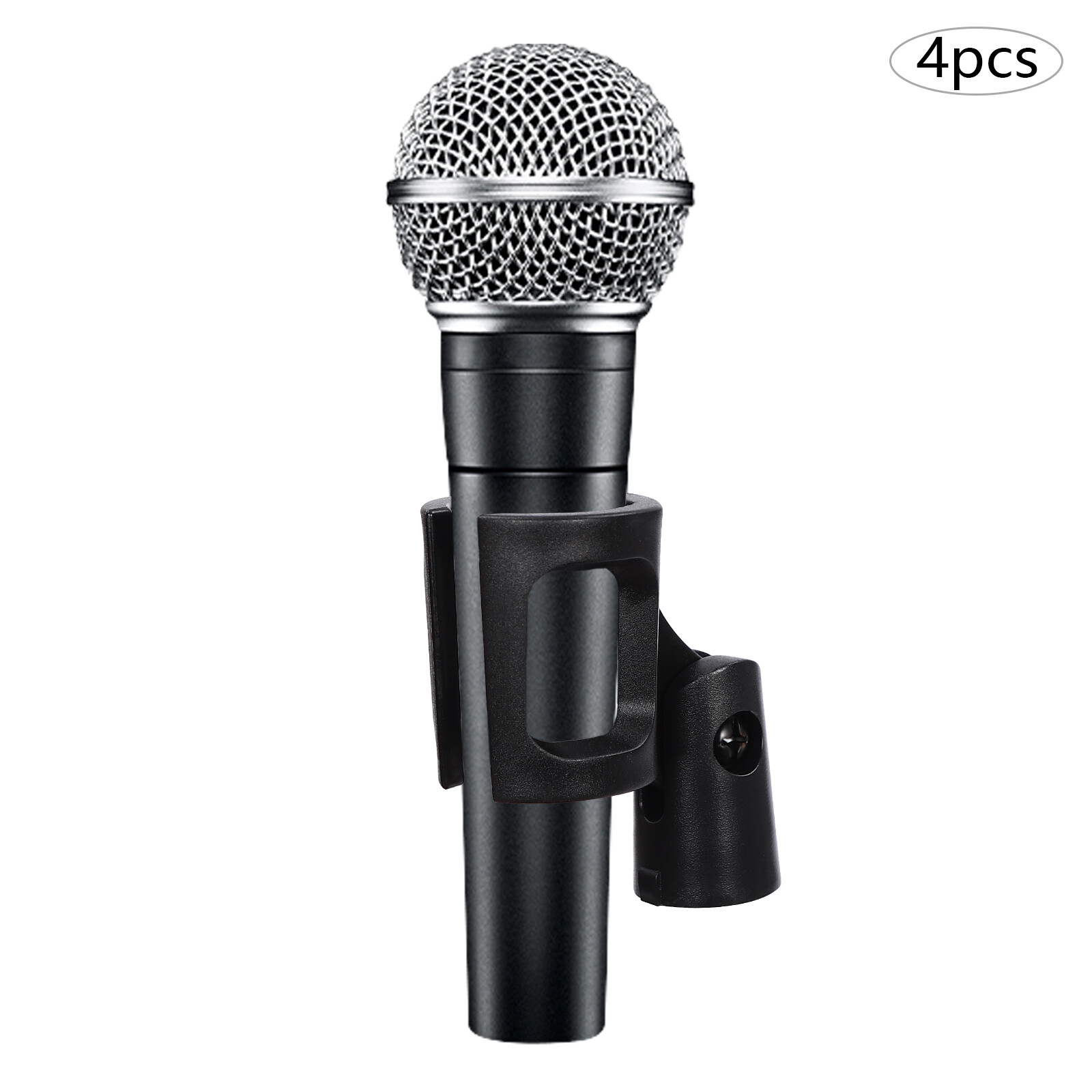 4 Pcs Universal 180° Microphone Clips Clamp Holder For Wired/ Wireless Mic Stand