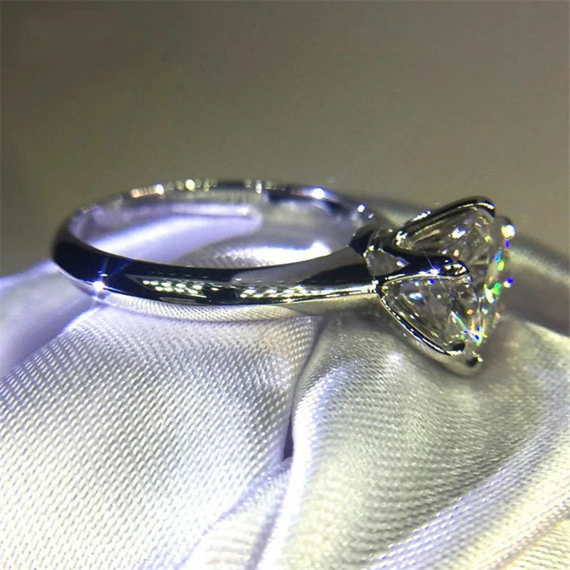 Lab-Created 2.10 Ct Round Cut White Diamond Wedding Ring 925 Sterling Silver