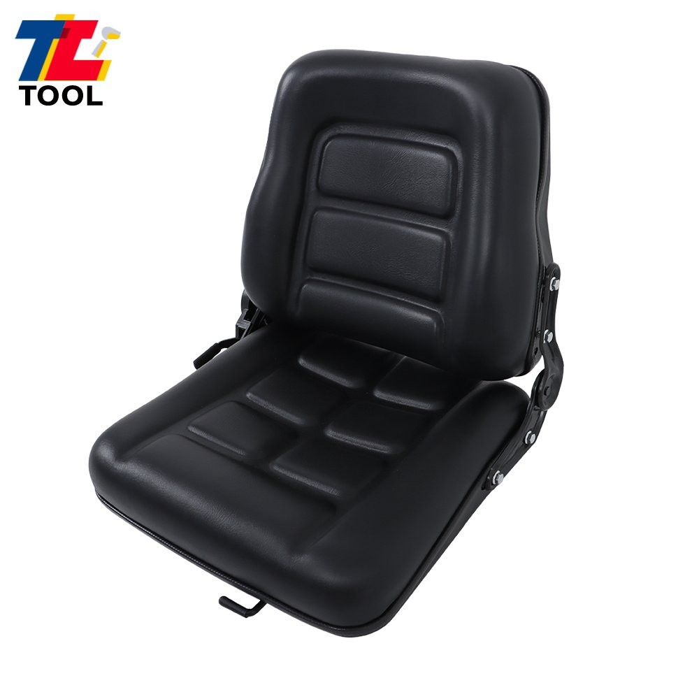 Universal Fold Down Forklift Seat with Adjustable Angle Backrest  0-90° Black
