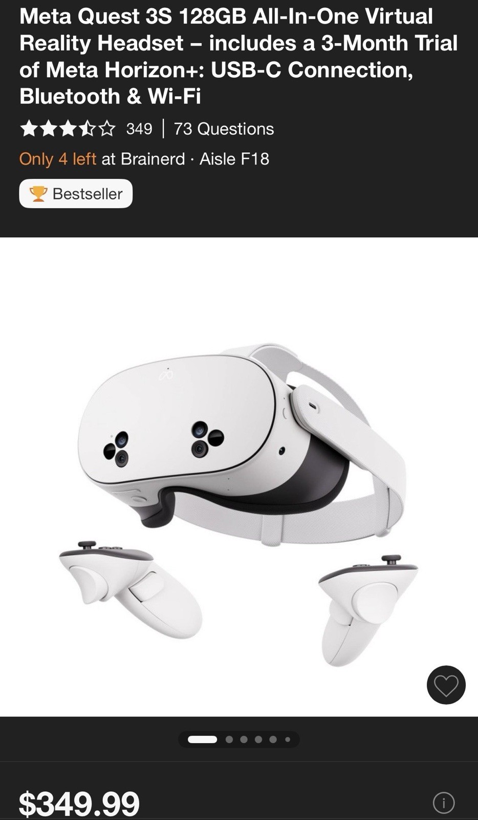 Meta Quest 3S 128GB All-In-One Virtual Reality Headset