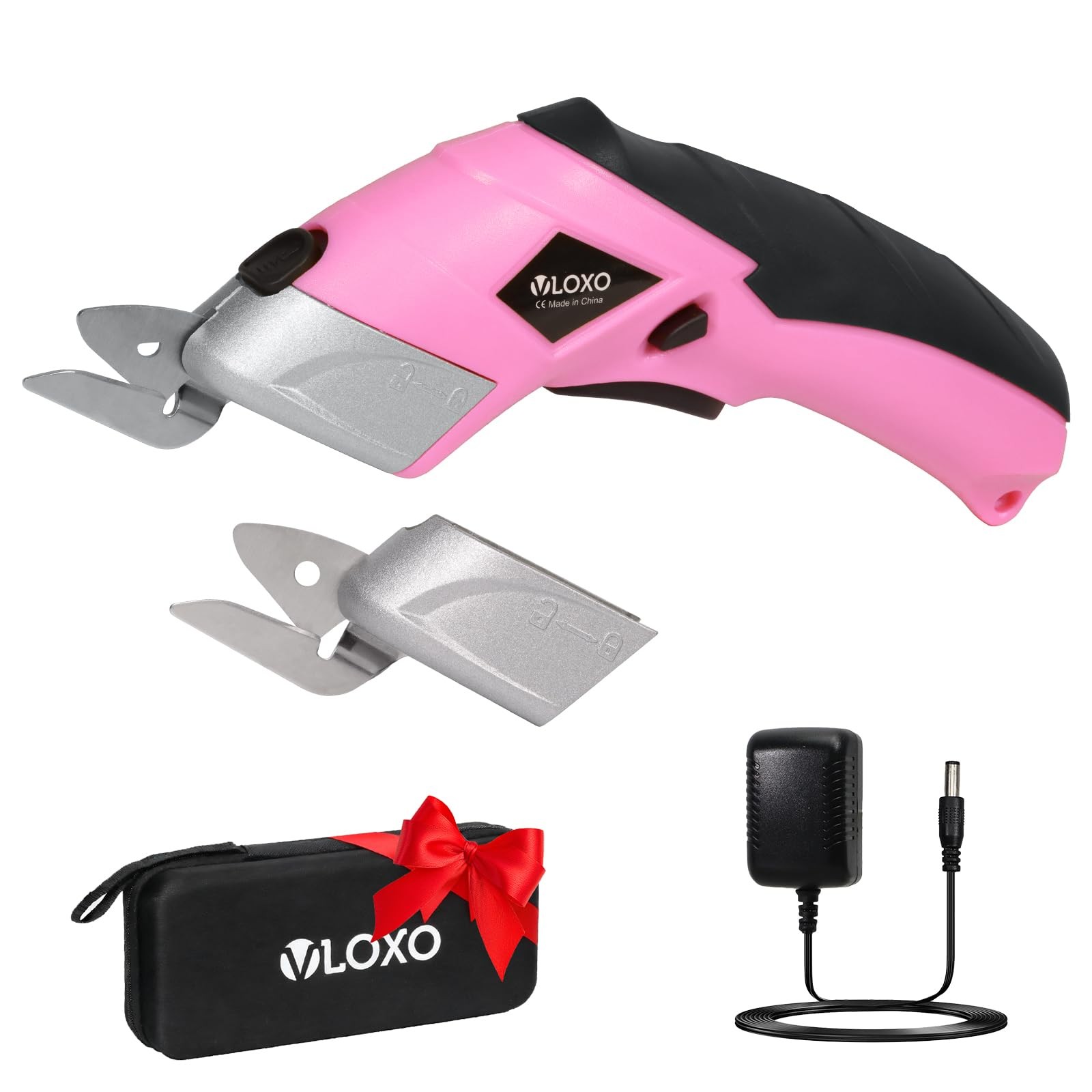 VLOXO Cordless Electric Scissors Cardboard 8.5 x 4.8 x 2.44 inches, Pink