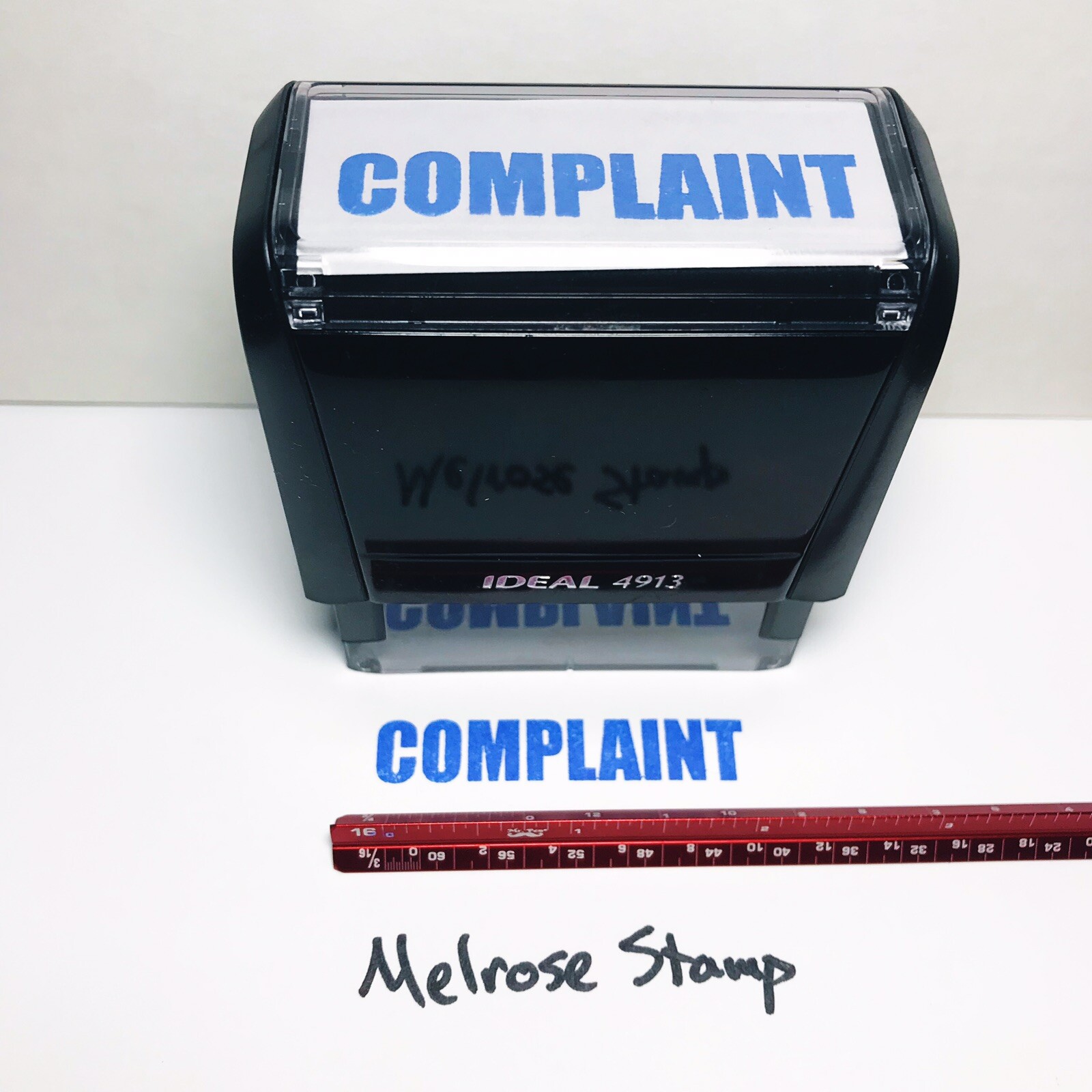 Complaint Rubber Stamp Blue Ink Self Inking Ideal 4913
