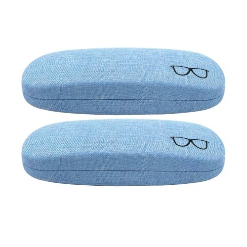 ABAJI Eyeglasses Case 2PCS Reading Glasses Box Fiberflax Hard Shell Lint