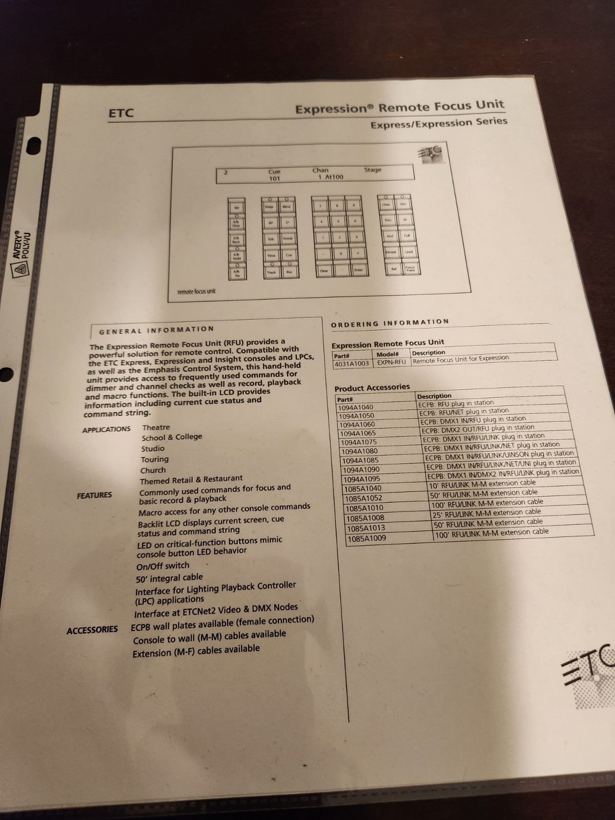 ETC Expression 3 RFU Focus Remote