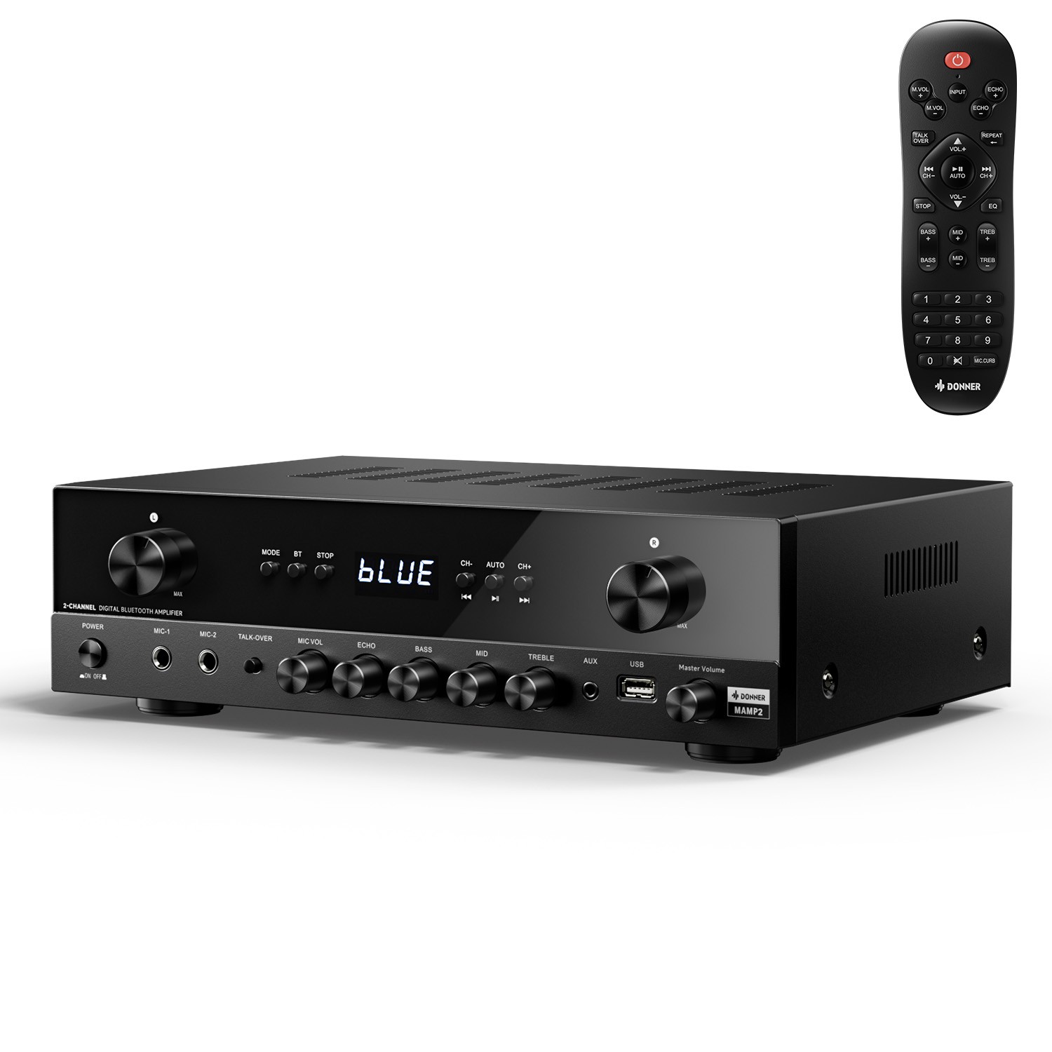 Donner MAMP2 600W Peak Stereo Audio Amplifier Receiver 2 Channel Bluetooth