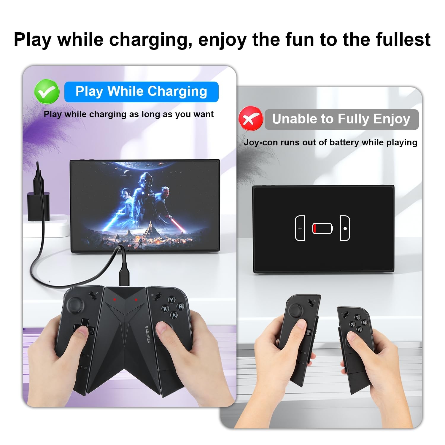 Gamorek Controller Charging Connector Grip Compatible with Lenovo Black