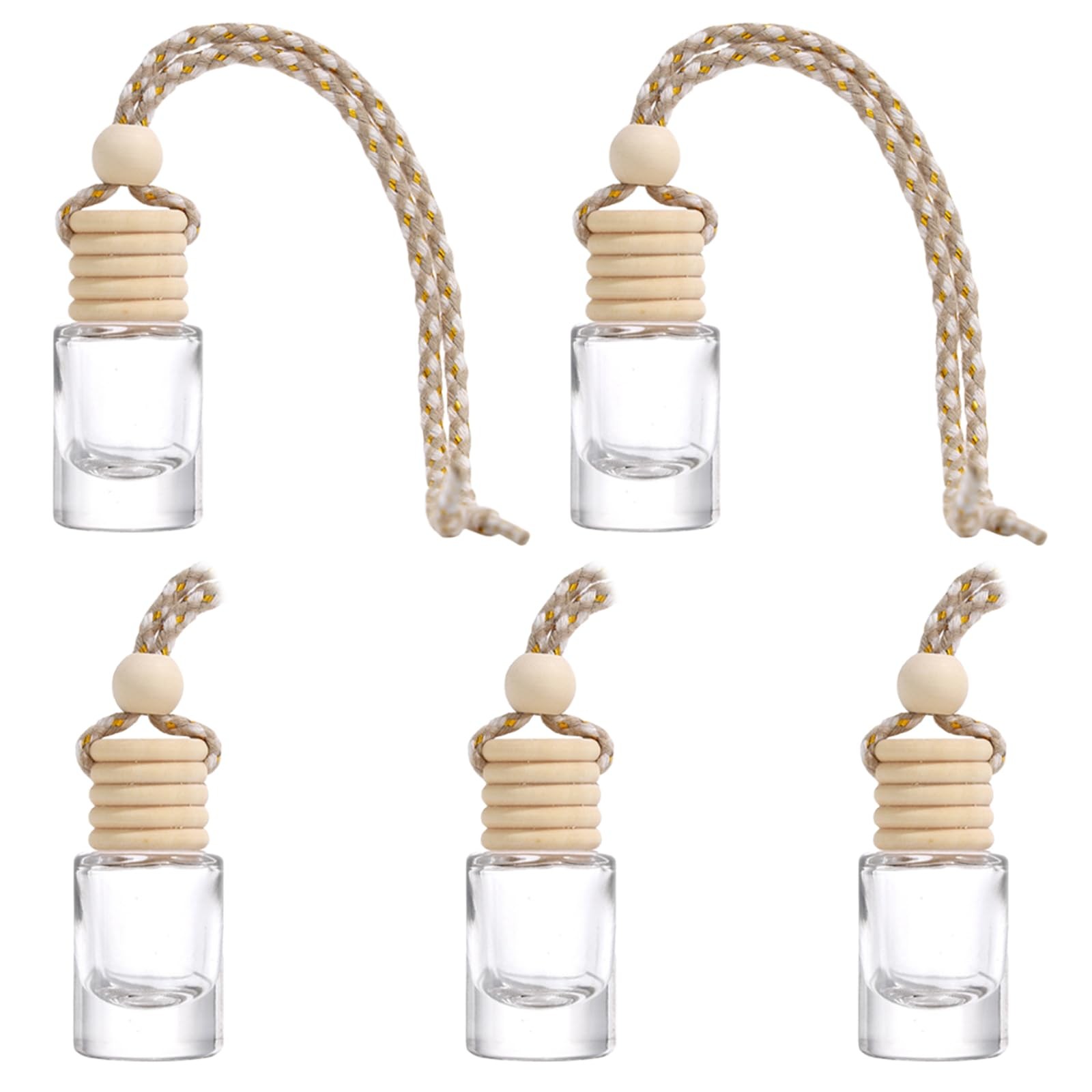 5 Pcs 5ml0.17oz Empty Hanging Car Air Freshener Diffusers 5.2x2.4cm, Clear