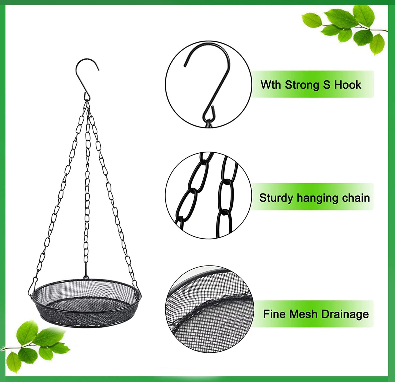 Hanging Bird Feeder, Birdfeeder for Garden Yard Outside 1, Black