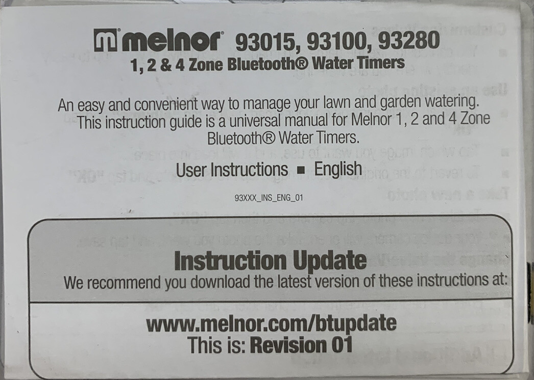 Melnor 93015 1 Zone Bluetooth Water Timer New Free Shipping