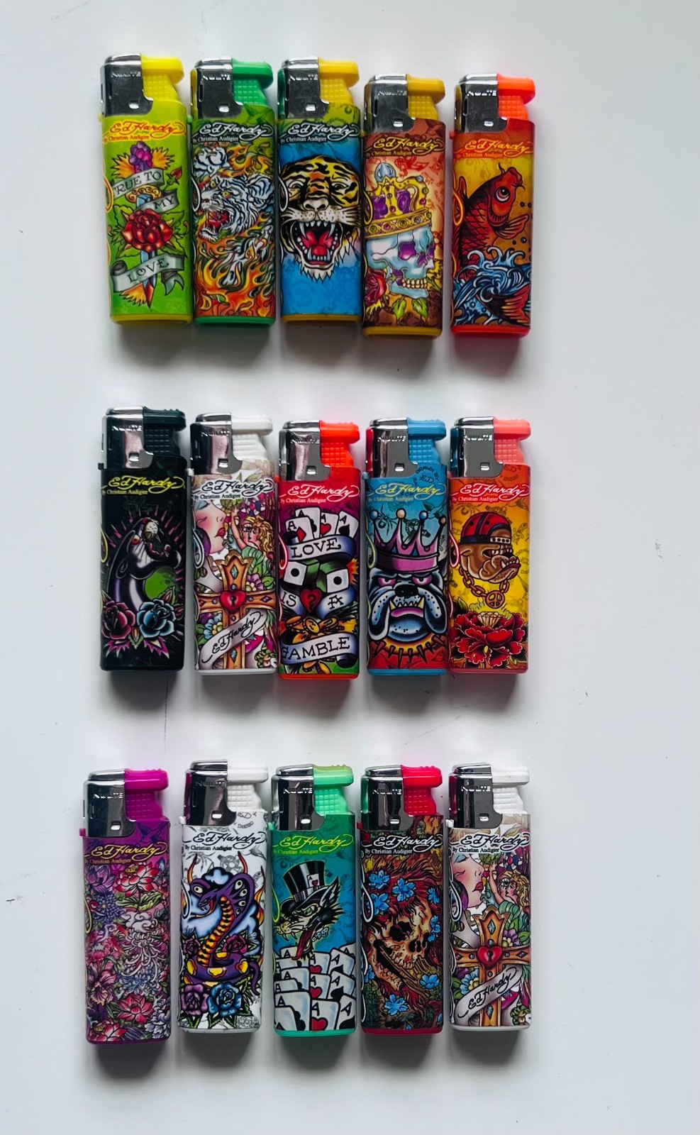 5 Ed Hardy Refillable Torch Lighters different designs Random Without Gas
