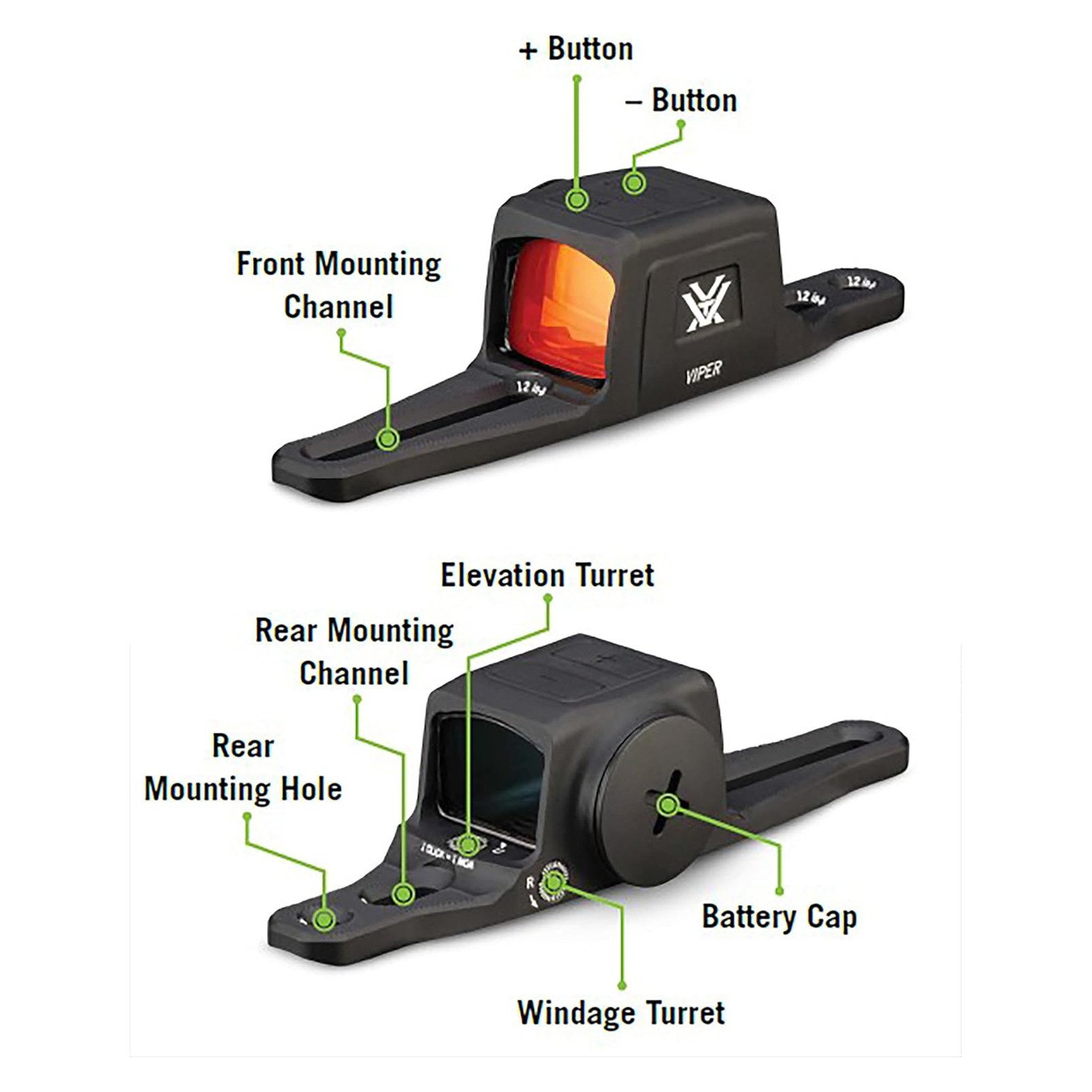 VORTEX Viper Multi-Reticle Shotgun Enclosed Micro Green Dot Sight