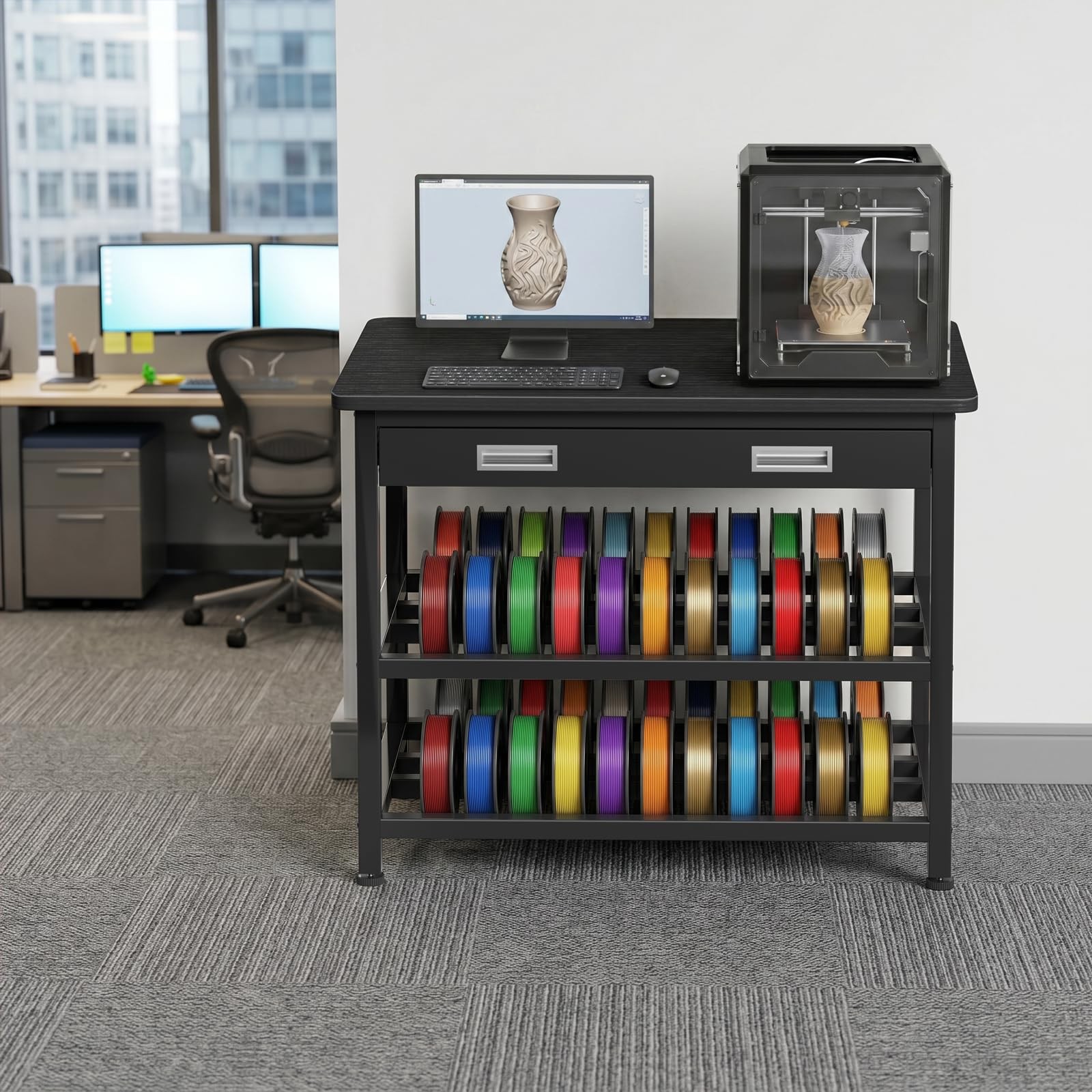 3D Printer Stand with Filament Storage - Heavy Duty 3D Printer Table with Met...