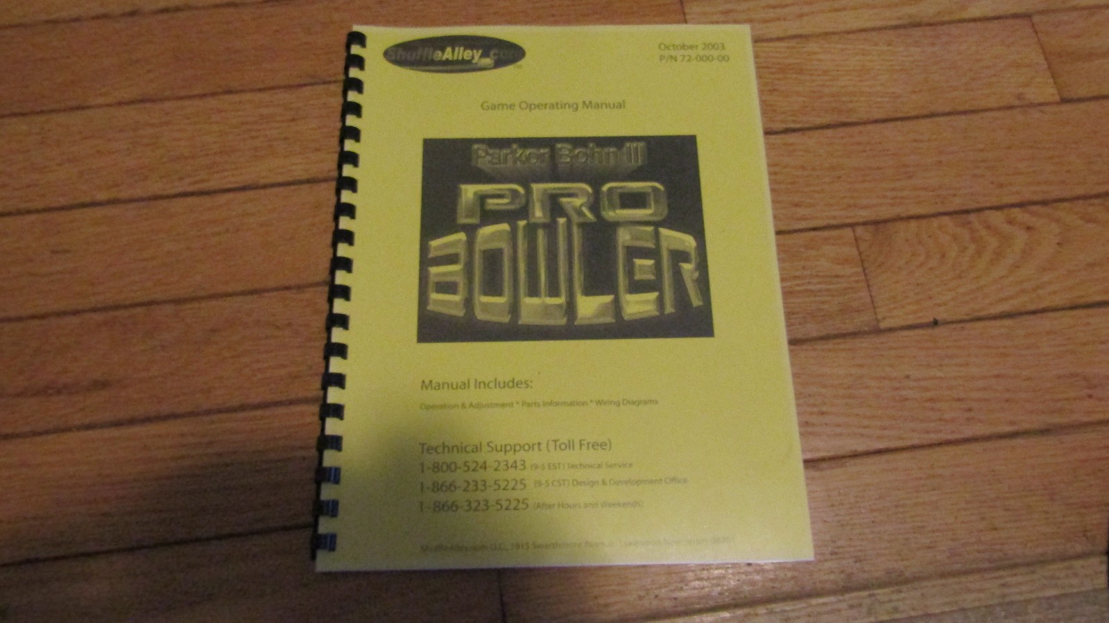 Parker Bohn shuffle alley pro bowler arcade game manual