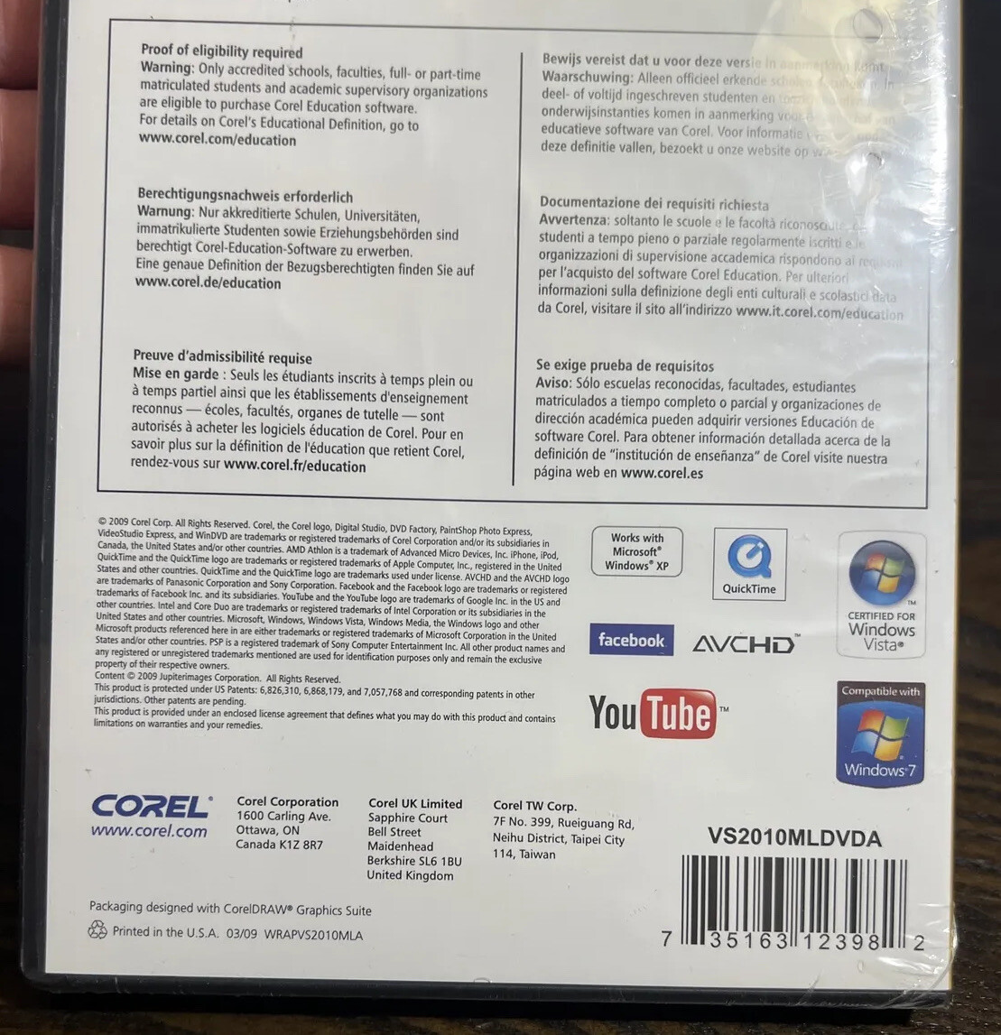 Corel Video Studio Express 2010 Education Edition New Sealed Computer Software