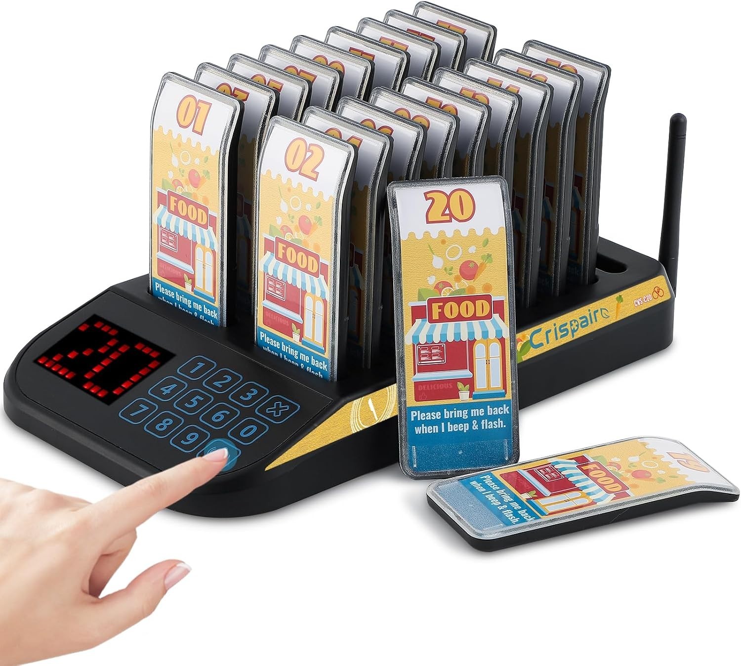 Restaurant Pager System (Upgraded 20-Pager Set) Wireless Calling System