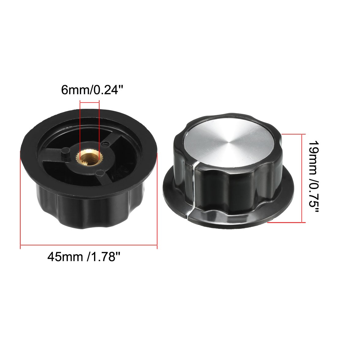 Top Potentiometer Volume Control Rotary Knobs Silver Tone 45x19mm