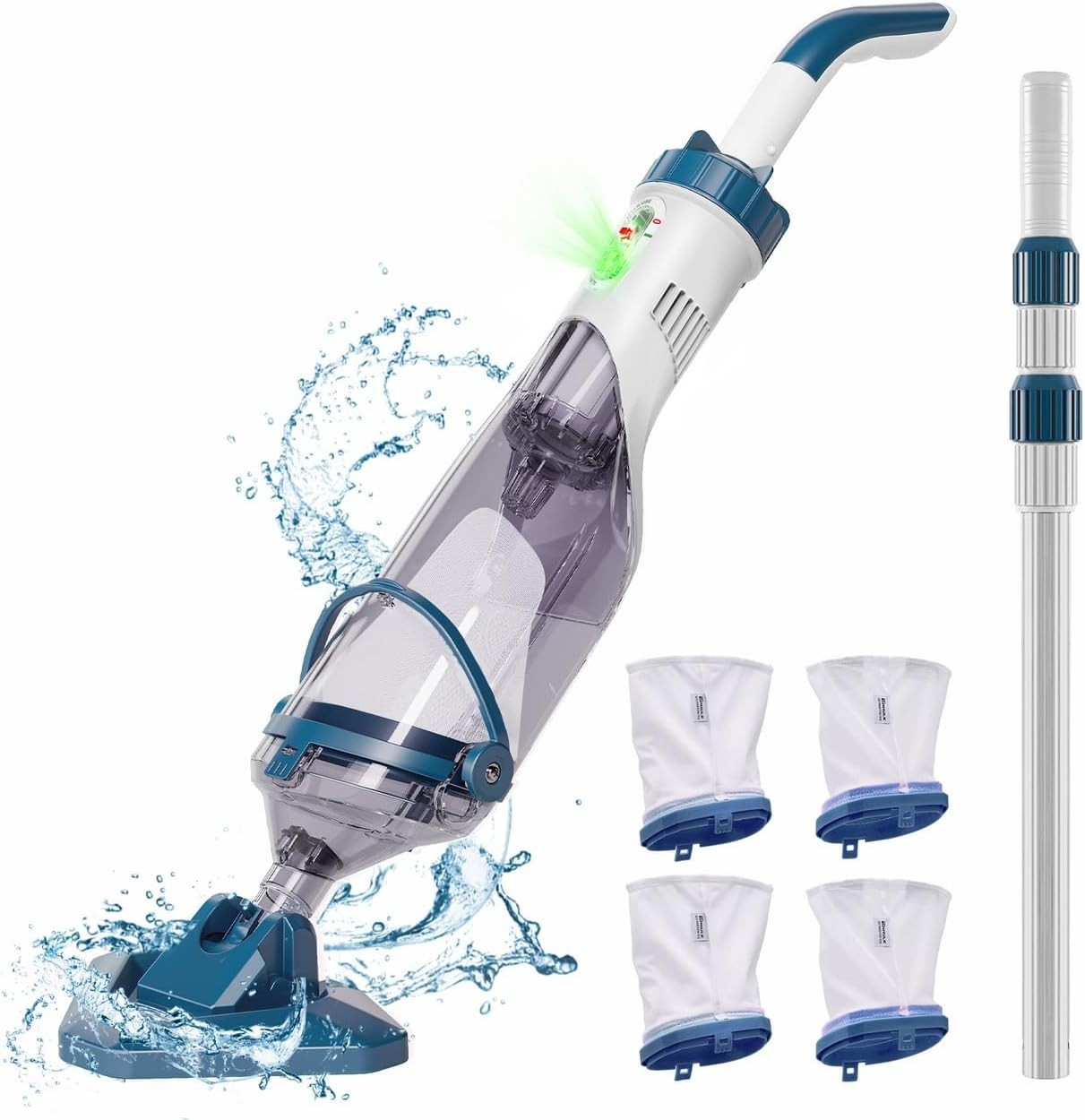 PC10 Pro Rechargeable Cordless Pool Vacuum, 60-Min Runtime, Powerful Suction