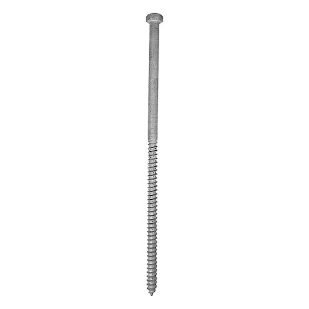 Zoro Select U08450.037.1000 Lag Screw, 3/8 In, 10 In, Steel, Hot Dipped,