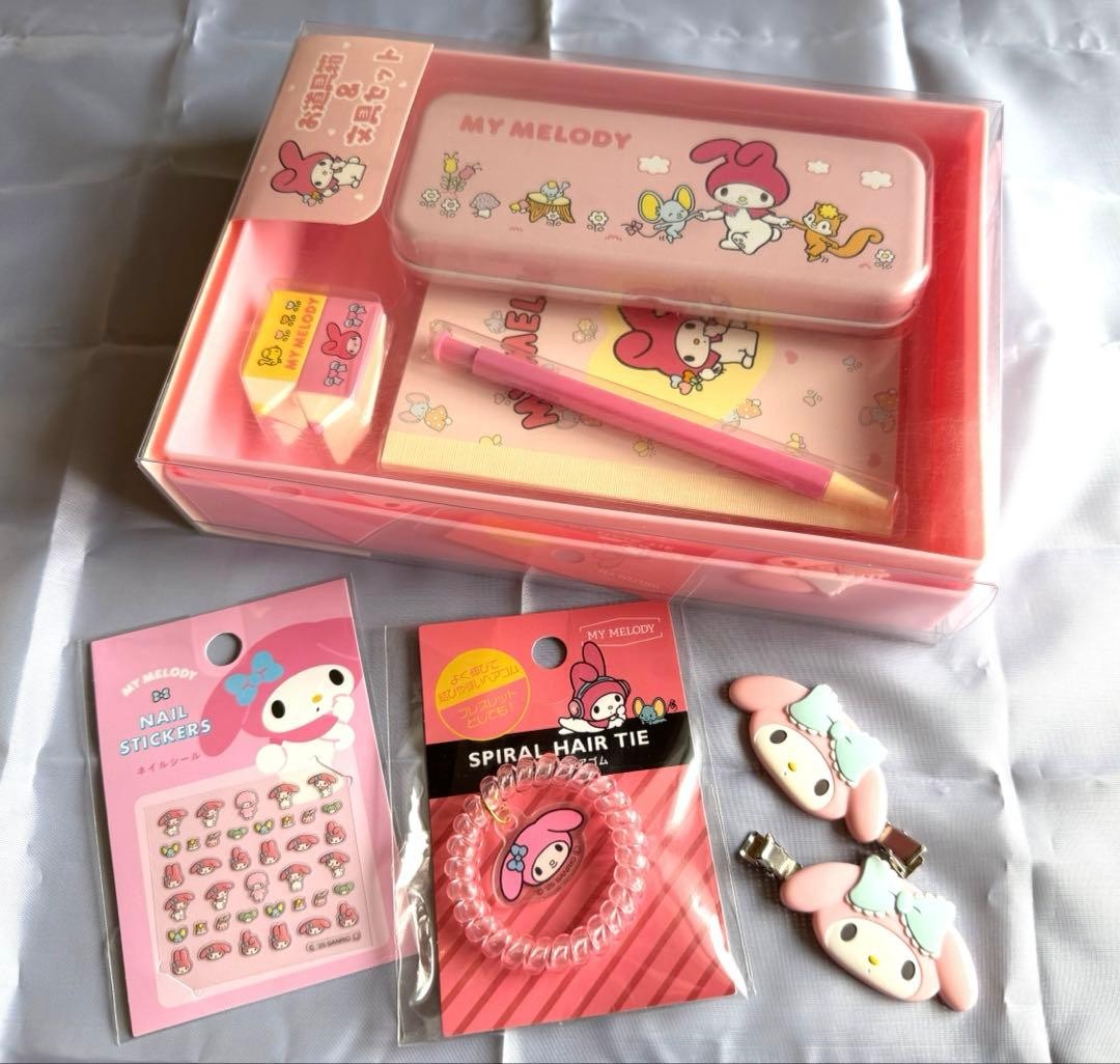 Sanrio My Melody Showa Retro Stationery Box Hair Accs Nail | From JAPAN