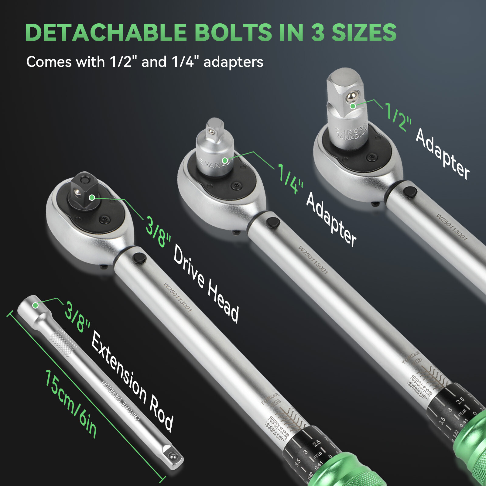 Digital/Mechanical Torque Wrench Adjustable 1/2'' 3/8" 1/4'' Drive & Sockets