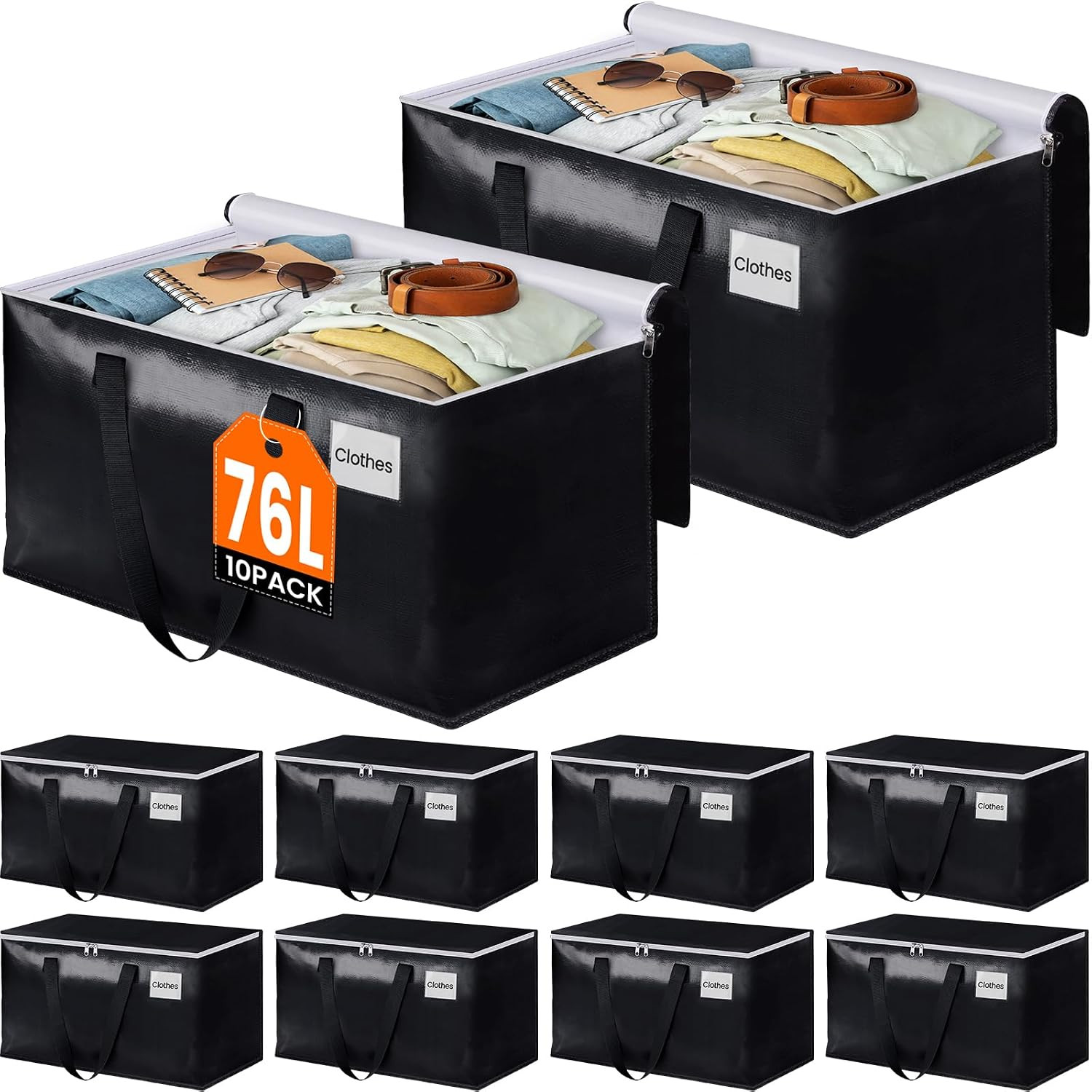 Moving Bags, Heavy Duty Moving Boxes with Zippers Top and Sturdy Handles, Storag