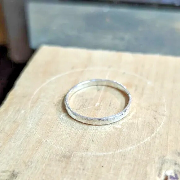 2mm Cornish Silver Hammered Ring