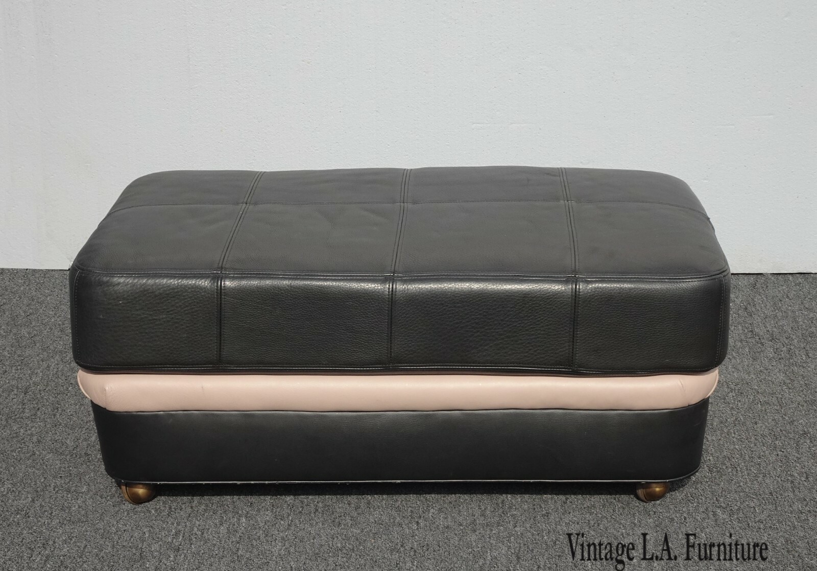 Vintage Hancock & Moore Brown & Tan Leather Ottoman on Castors ~ Bench #2