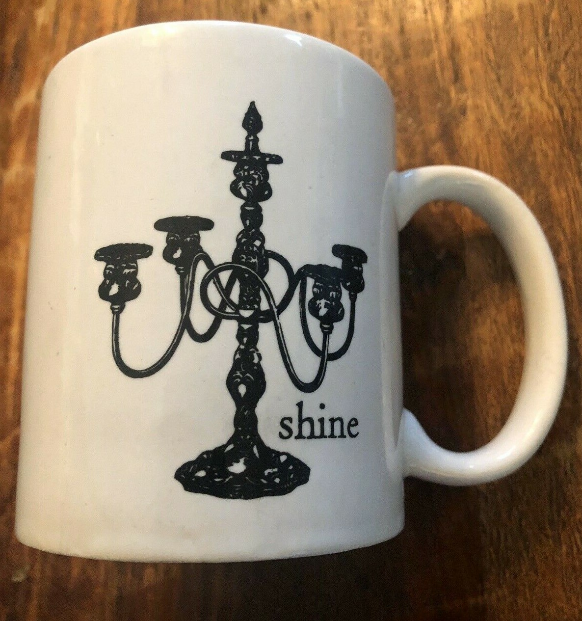 Nice Black & White Candelabra Candles “SHINE” Ceramic Coffee Mug