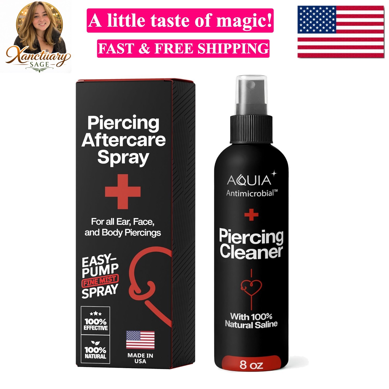 Piercing Aftercare Spray | Ear Piercing Cleaner 8oz | Saline Spray for Pierci...