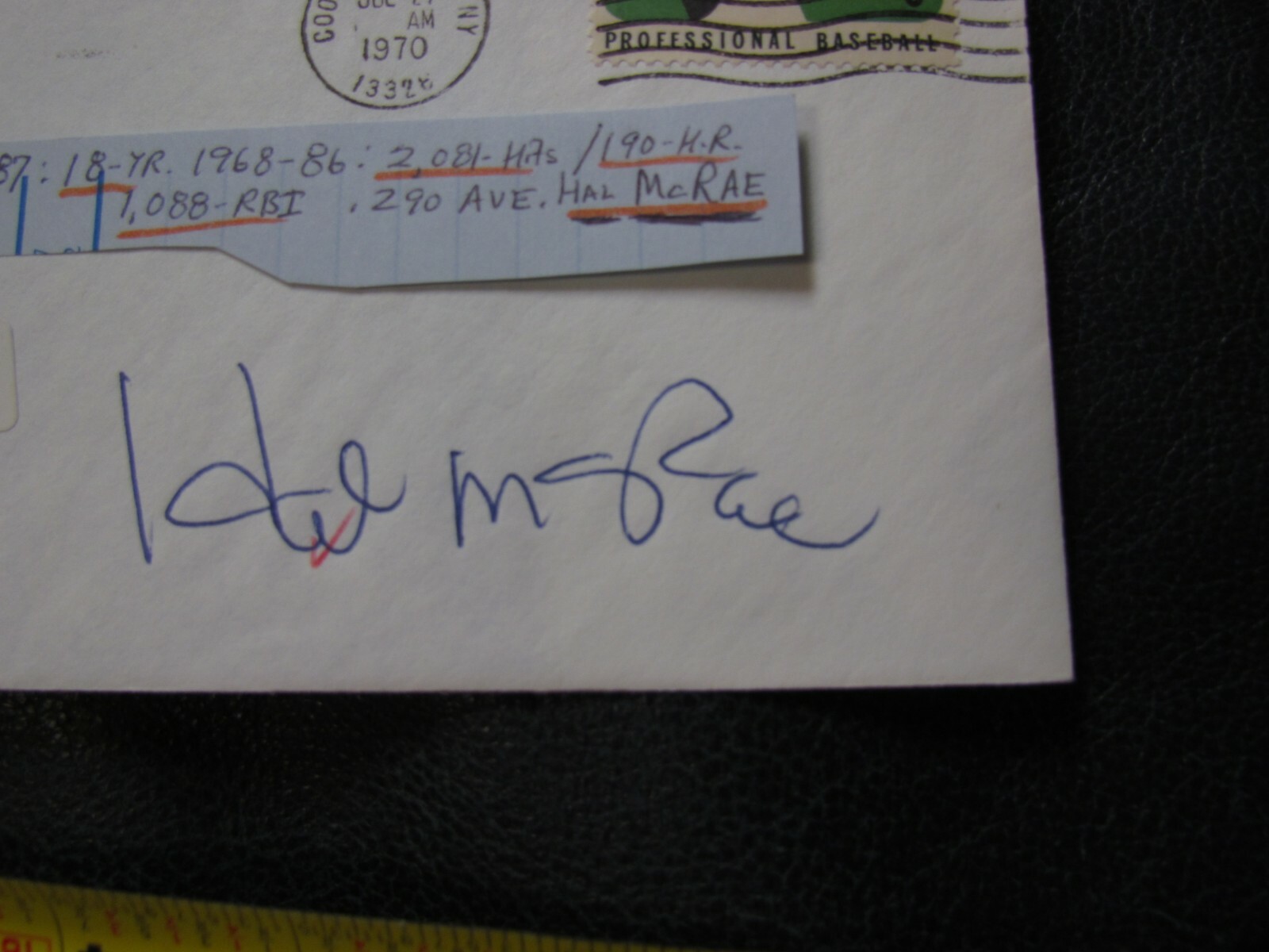 Hal McRae Autographed Envelope JSA Auction Certified