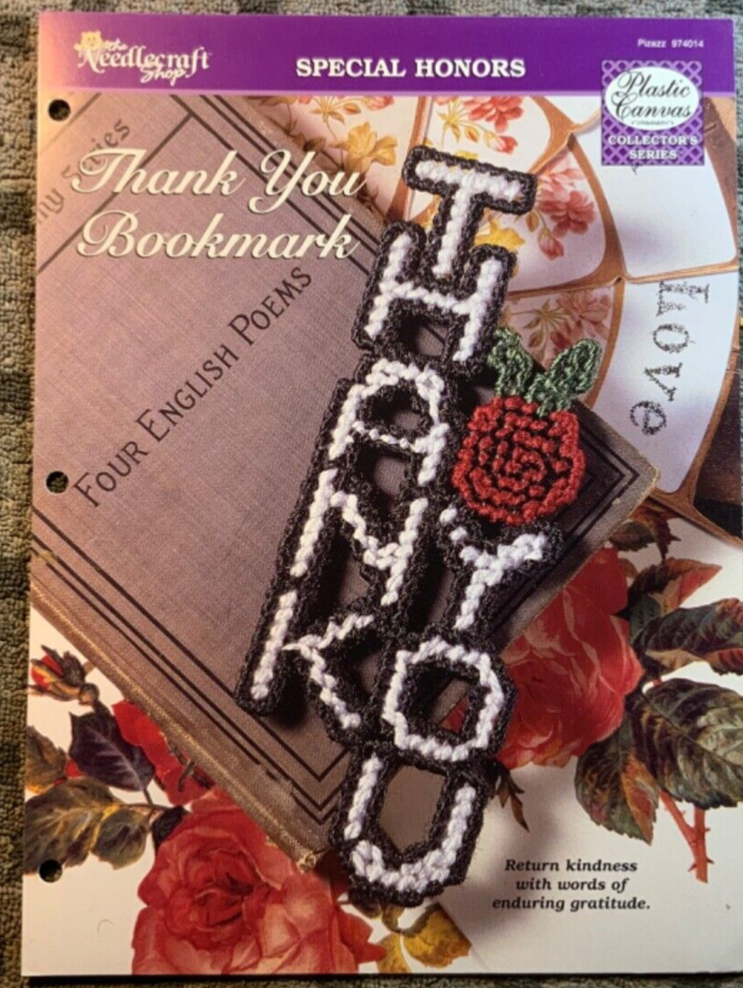 Plastic Canvas. Special Honors. Thank You Bookmark. Needlepoint Pattern