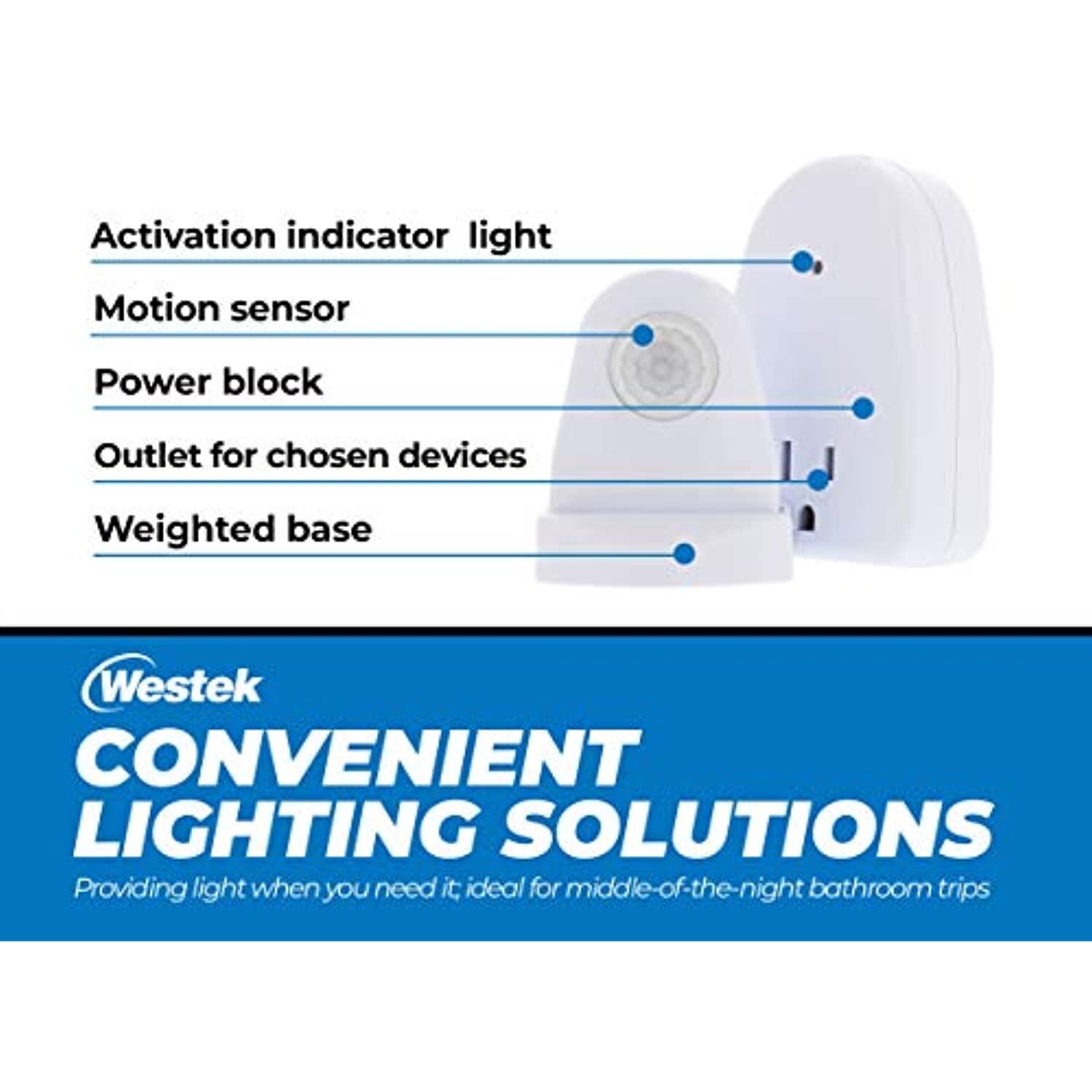 Westek MLC12BC-4 Indoor Plug-in Corded Motion Activated Light Control, 1 Count