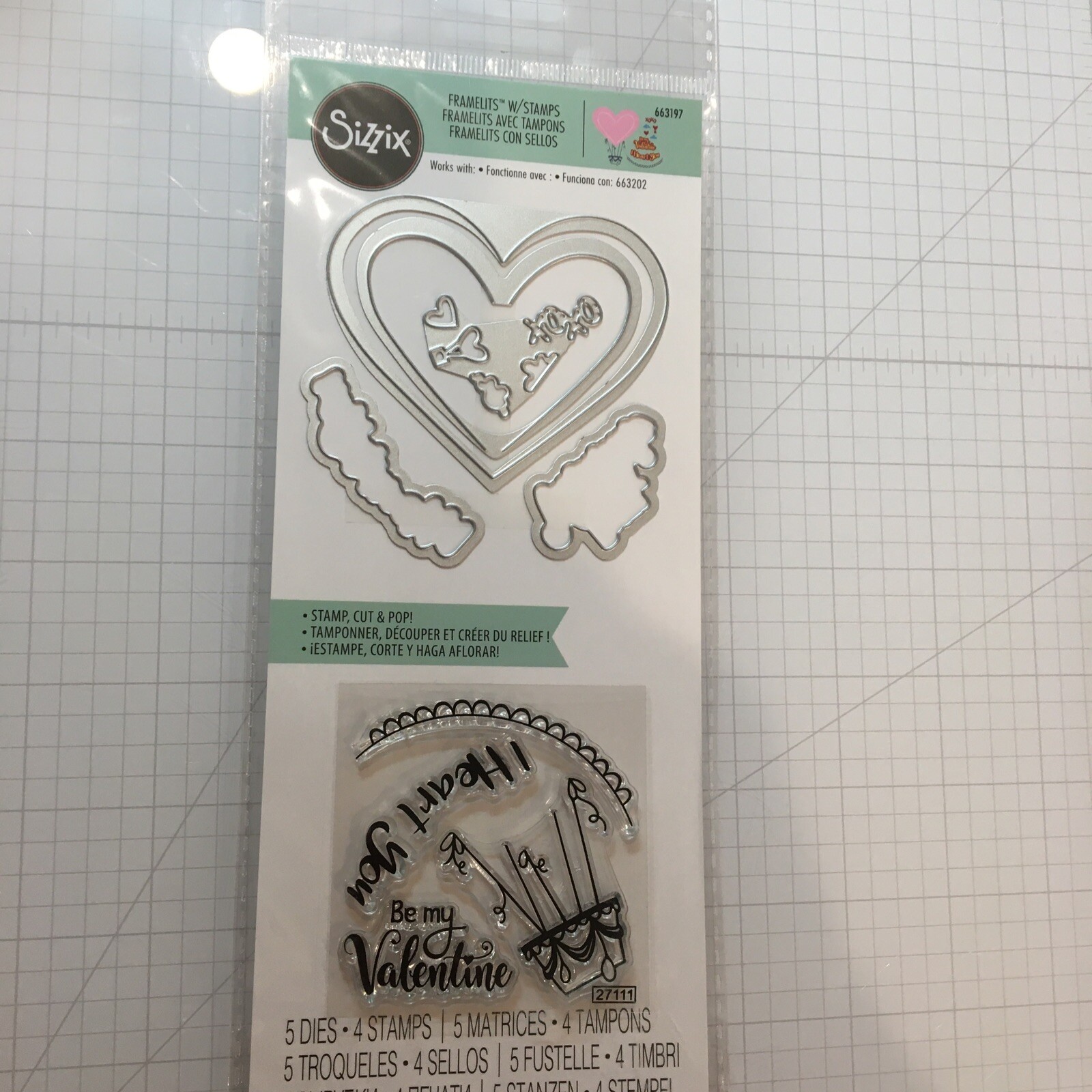 Sizzix Framelits w/Stamps, I Heart You#663197