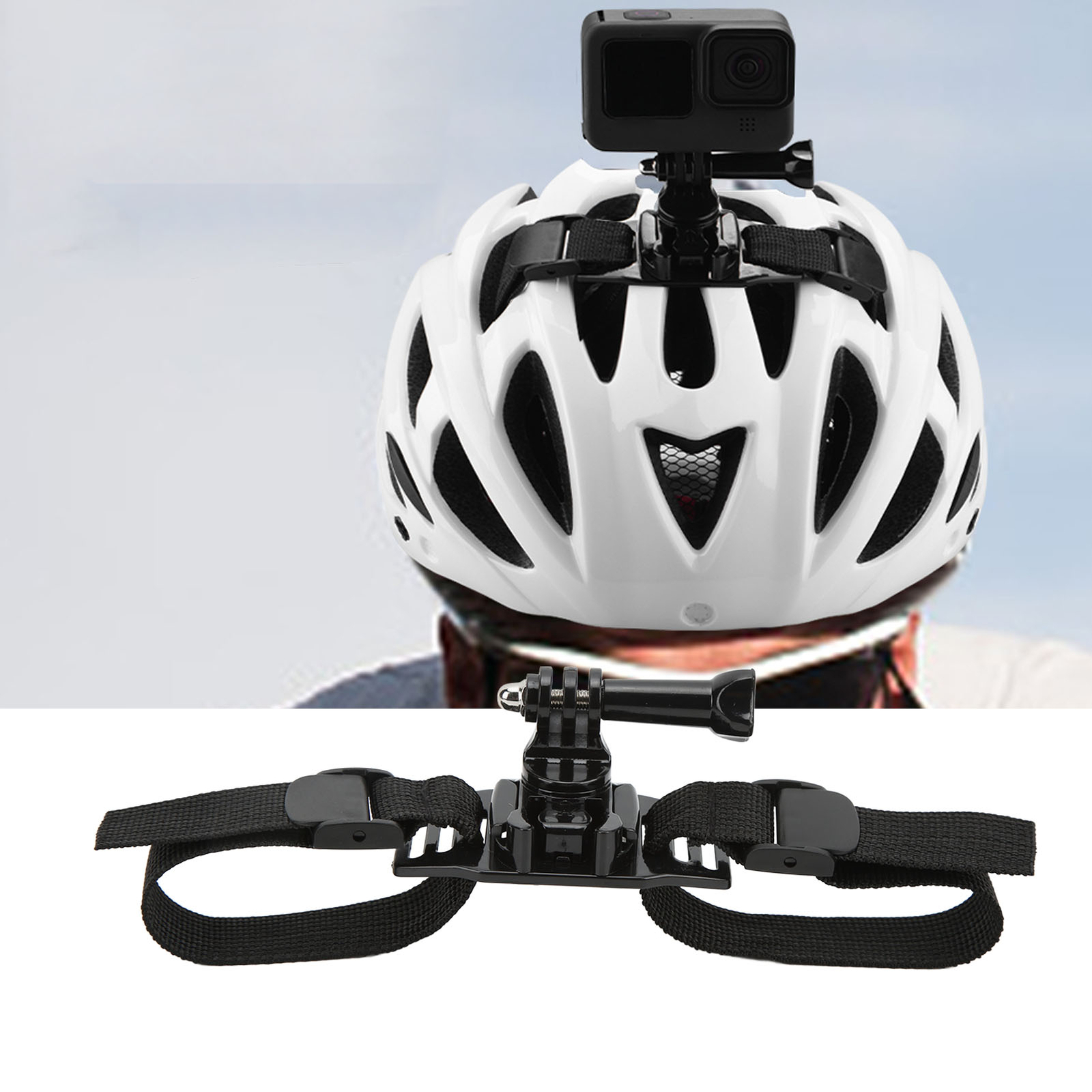 Action Camera Helmet Mount Strap Attachment With Bracket Adapter Base For He HBA