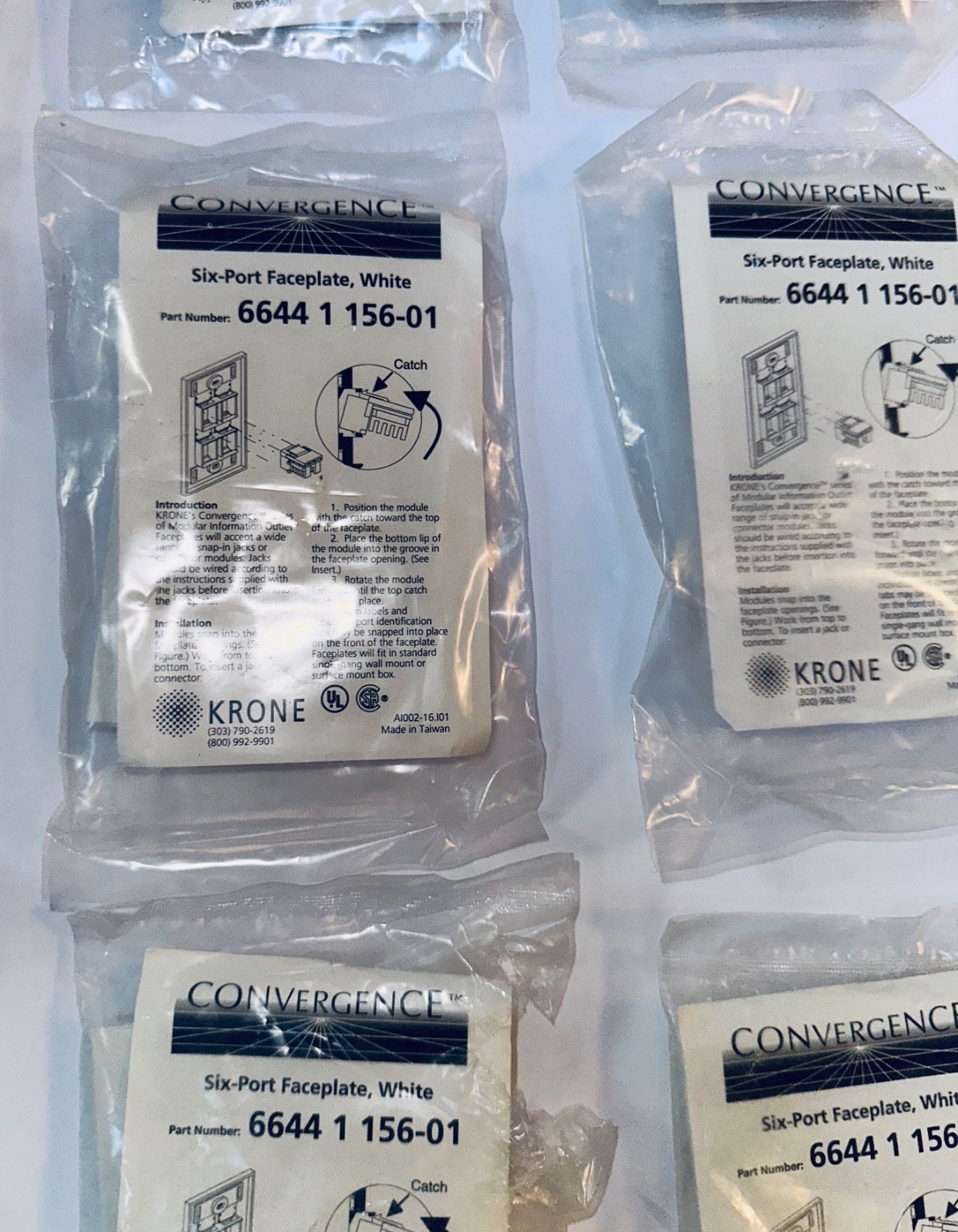 NEW KRONE Convergence Modular Jacks Faceplates Patch Cables LOT 55 PCS - Sealed
