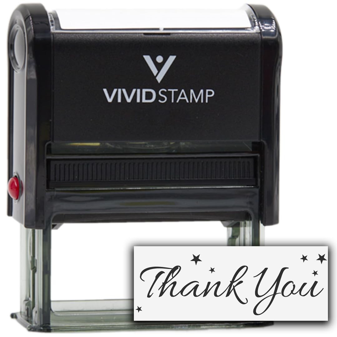 Large Thank You Stars Self Inking Rubber Stamp Black Ink Office Supply Card
