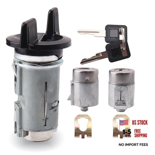 Ignition Switch Lock Cylinder & Door Lock Cylinder Set Compatible with Chevy
