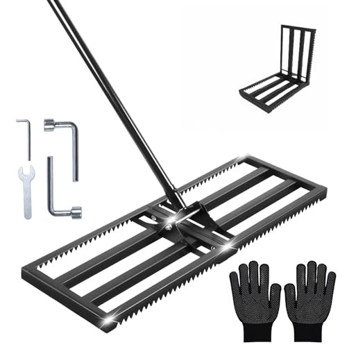 Lawn Leveling Rake with Teeth,Yard Ground Leveler 30”x10” Heavy Duty