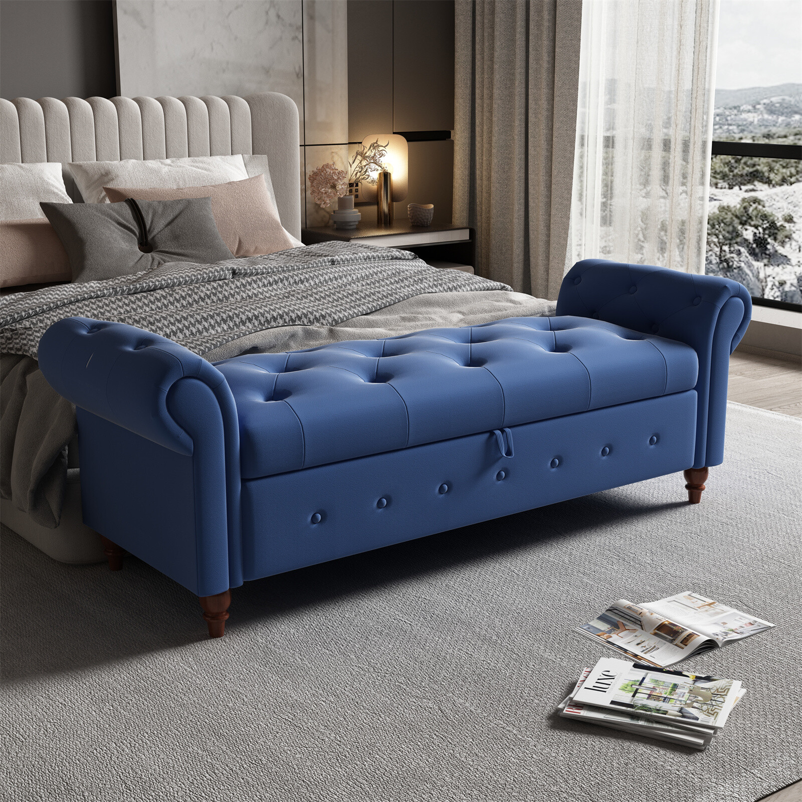 52" Modern Storage Ottoman Bench Sofa End Bed Seat Footrest Bedroom Living Room